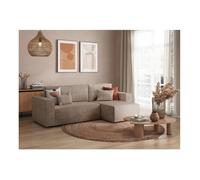 Canapé d'angle 3 places convertible réversible CLARISSE avec coffre en velours côtelé - Taupe - L269 x P159 x H89cm - LOUNGITUDE