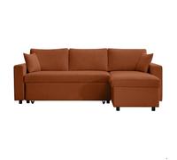 LOUNGITUDE - Canapé d'angle Convertible réversible Velours cotelé Terracotta