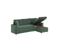 Canapé d'angle 3 places convertible réversible MARIA en velours côtelé avec coffre - Vert foncé - L227 x P146 x H81cm - LOUNGITUDE
