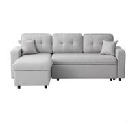 LOUNGITUDE Marius - Canapé d'angle Convertible réversible en Tissu - Gris Clair