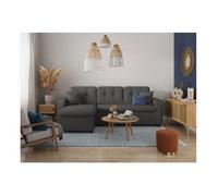 Canapé d'angle 3 places convertible réversible MARIUS en tissu - Gris foncé - L220 x P146 x H84cm - LOUNGITUDE
