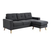 HOMCOM Canapé droit 3 places avec accoudoirs pouf modulable design scandinave gris anthracite