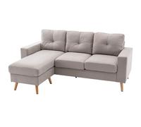 Canapé D'angle 3 Places Design Scandinave - Bois Tissu Gris Clair Gris