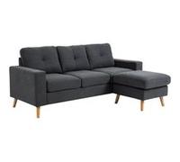 HOMCOM Canapé droit 3 places et pouf modulable avec accoudoirs design scandinave 193 x 136 x 85 cm gris anthracite