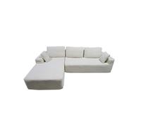 Canapé d'angle 3 places en velours côtelé beige HOVE