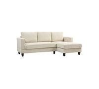 HomCom Canapé d'angle 3 places en velours côtelé, méridienne, coussin à ressorts épais, 214cm, beige