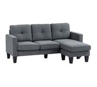 HomCom Canapé d'angle 3 places dossier effet capitonné Polyester 186 x 130 x 84 cm Gris