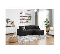 Canapé d'angle 3 places MARIA Réversible convertible avec Coffre en simili et microfibre - Noir - L227 x P146 x H81cm - LOUNGITUDE