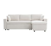 LOUNGITUDE - Canapé d'angle réversible Convertible en Tissu bouclettes avec Coffre - 3 Places