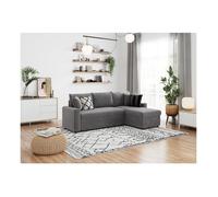Canapé d'angle 3 places MARIA Réversible et convertible avec Coffre en microfibre - Gris - L227 x P146 x H81cm - LOUNGITUDE