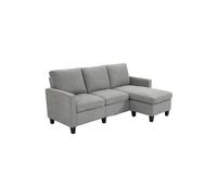 Canapé D'angle 3 Places Méridienne Réversible Polyester Gris Gris