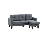 Canapé d'angle 3 places méridienne réversible garnissage mousse haute densité tissu aspect lin gris