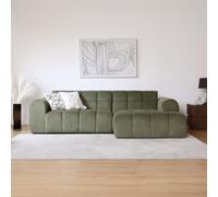 Canapé D'angle 3 Places Nuage En Velours Vert Salford Vert
