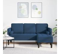 Canapé D'angle 3 Places Vidaxl Bleu 160 Cm Tissu Bleu