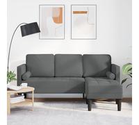 Canapé D'angle 3 Places Vidaxl Gris Foncé 160 Cm En Tissu