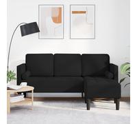 Canapé D'angle 3 Places Vidaxl Noir 160 Cm Tissu Noir