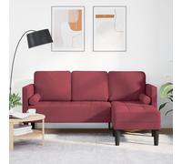 Canapé D'angle 3 Places Vidaxl Rouge Vin 160 Cm Tissu Rouge