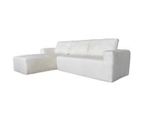 Canapé d'angle 4 places bouclette avec méridienne gauche écru - Oviala