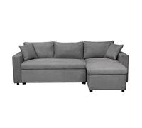 Canapé d'angle 4 places Convertible et Réversible MARIA avec Coffre en microfibre - Gris