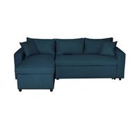 Canapé d'angle 4 places Convertible et Réversible MARIA avec Coffre en tissu - Bleu