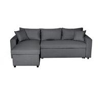Canapé d'angle 4 places Convertible et Réversible MARIA avec Coffre en tissu - Gris foncé