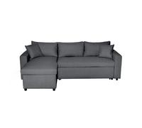 Canapé d'angle 4 places Convertible et Réversible MARIA avec Coffre en tissu - Gris foncé