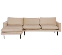 Canapé D'Angle 4 Places en Velours Beige Contreplaqué Bois de Pin à Accoudo