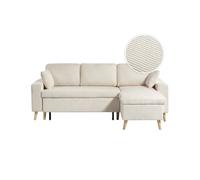 LOUNGITUDE Canapé d'angle 4 Places réversible et Convertible Maria SCANDINAVE avec Coffre en Velours côtelé Fin
