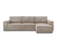 Canapé d'angle 5 places convertible réversible + coffre - velours côtelé taupe - Harper