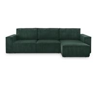 Canapé d'angle 5 places convertible réversible + coffre - velours côtelé vert foncé - Harper