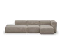 Canapé d'angle à droite avec méridienne 5 places en velours côtelé taupe - Modulo