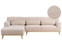 Canapé d'Angle à Droite en Chenille Dossier Rembourré Beige Simos