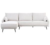 Canapé d'Angle à Droite Moderne 3 Places avec Chaise Longue en Tissu Blanc