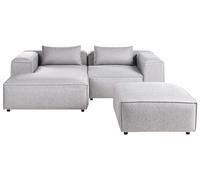Canapé d'angle à Droite Moderne en Tissu Modulable 3 Places avec Pouf Gris Brande