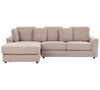 Canapé d'Angle à Droite Moderne en Tissu Pieds en Plastique Taupe Kohlo