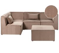 Canapé d'Angle à Droite Moderne en Velours Côtelé 4 Places avec Ottoman Pouf Mod