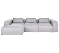 Canapé d'angle à Droite Modulable Moderne en Tissu 4 Places avec Accoudoir Gris Brande