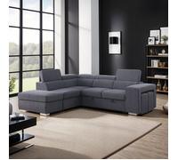 Canapé d'angle à gauche 268x163x82 cm en velours anthracite - SVEN