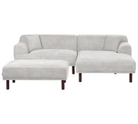 Canapé d'Angle à Gauche Minimaliste avec Ottoman Pouf en Tissu Gris Clair Holt