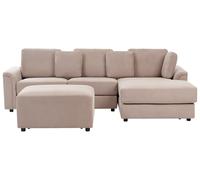 Canapé d'Angle à Gauche Moderne avec Pouf Ottoman en Tissu Taupe Kohlo