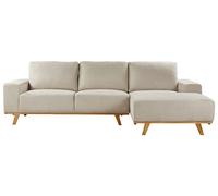 Canapé d'Angle à Gauche Moderne en Tissu Polyester Pieds en Bois Clair Dossier a