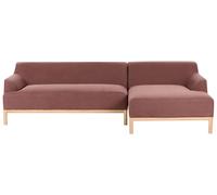 Canapé d'Angle à Gauche Pieds en Bois Meuble Coin de Salon en Tissu Polyest