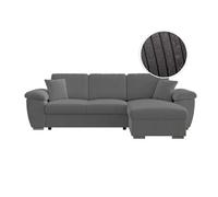 Canapé d'angle ALBERT réversible convertible 4 places avec coffre en velours côtelé - Gris foncé