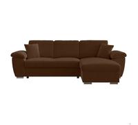 Canapé d'angle ALBERT réversible convertible 4 places avec coffre en velours côtelé - Marron