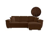 Canapé d'angle ALBERT réversible convertible 4 places avec coffre en velours côtelé - Marron