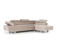 Menzzo Canapé d'angle avec têtières relevables Alfa Velours Taupe