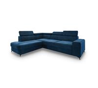 Canapé d'angle ALVORO L-S MONOLITH 77, Bleu, velours, Canape convertible avec fonction de couchage
