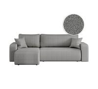 LOUNGITUDE Canapé ALYA d'angle réversible et Convertible 4 Places en Tissu Bouclette