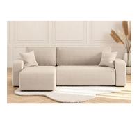 Canapé d'angle ALYA convertible et réversible 4 places en velours cotelé - Beige