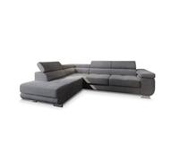 Canapé d'angle APIRO L-S POSO 34, Gris, velours côtelé, Canape convertible avec fonction de couchage